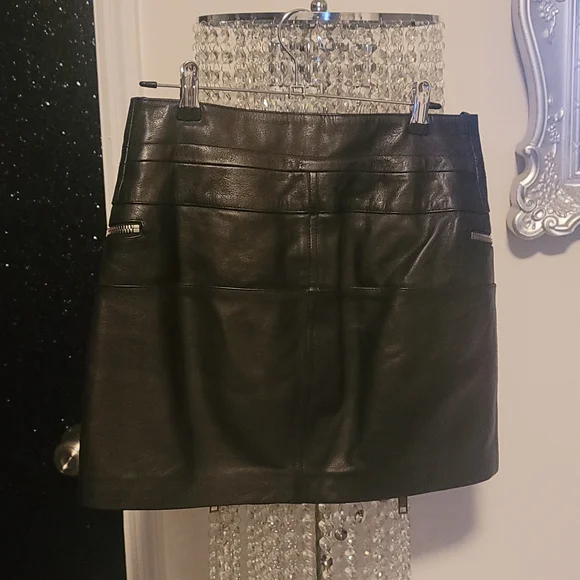 Alexander McQueen High Waist Moto Double Zip Nappa Leather Skirt - Picture 8 of 9